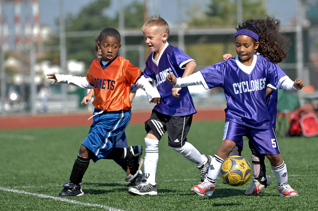 ADHD children playing soccer